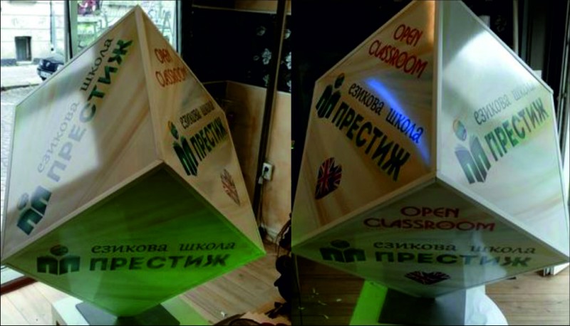 http://Production of advertising prisms for Prestige language center&nbsp;